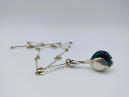 Zilveren ketting met 'Nectaris' hanger, Lapponia, Finland, 1980, 74 cm