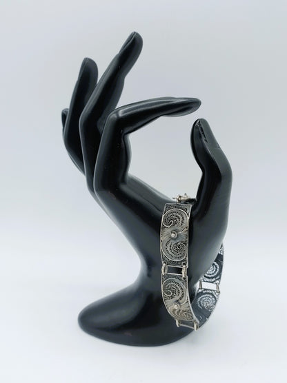 Silver bracelet, filigree, 18.5 cm