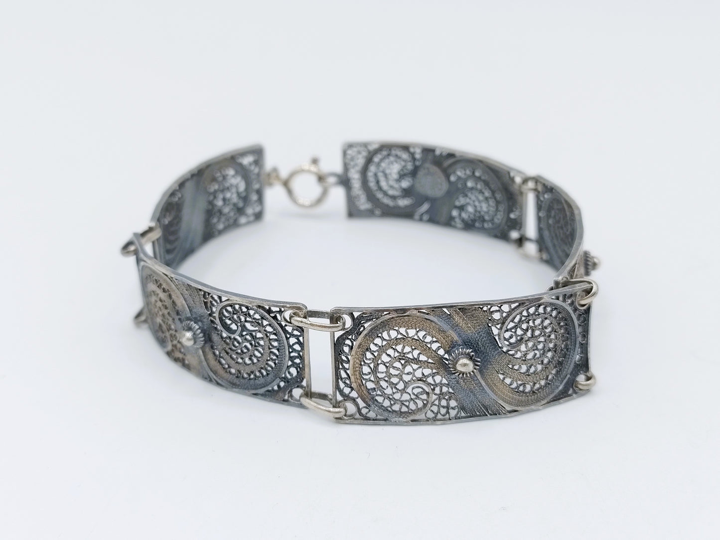 Silver bracelet, filigree, 18.5 cm