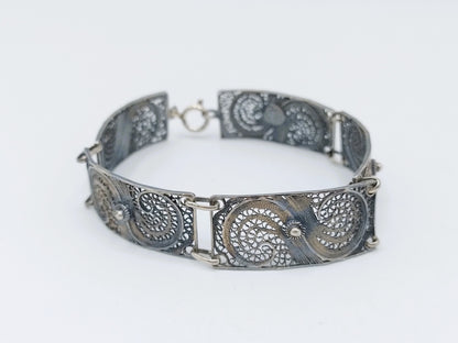 Silver bracelet, filigree, 18.5 cm