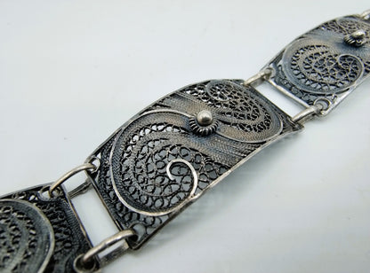 Silver bracelet, filigree, 18.5 cm