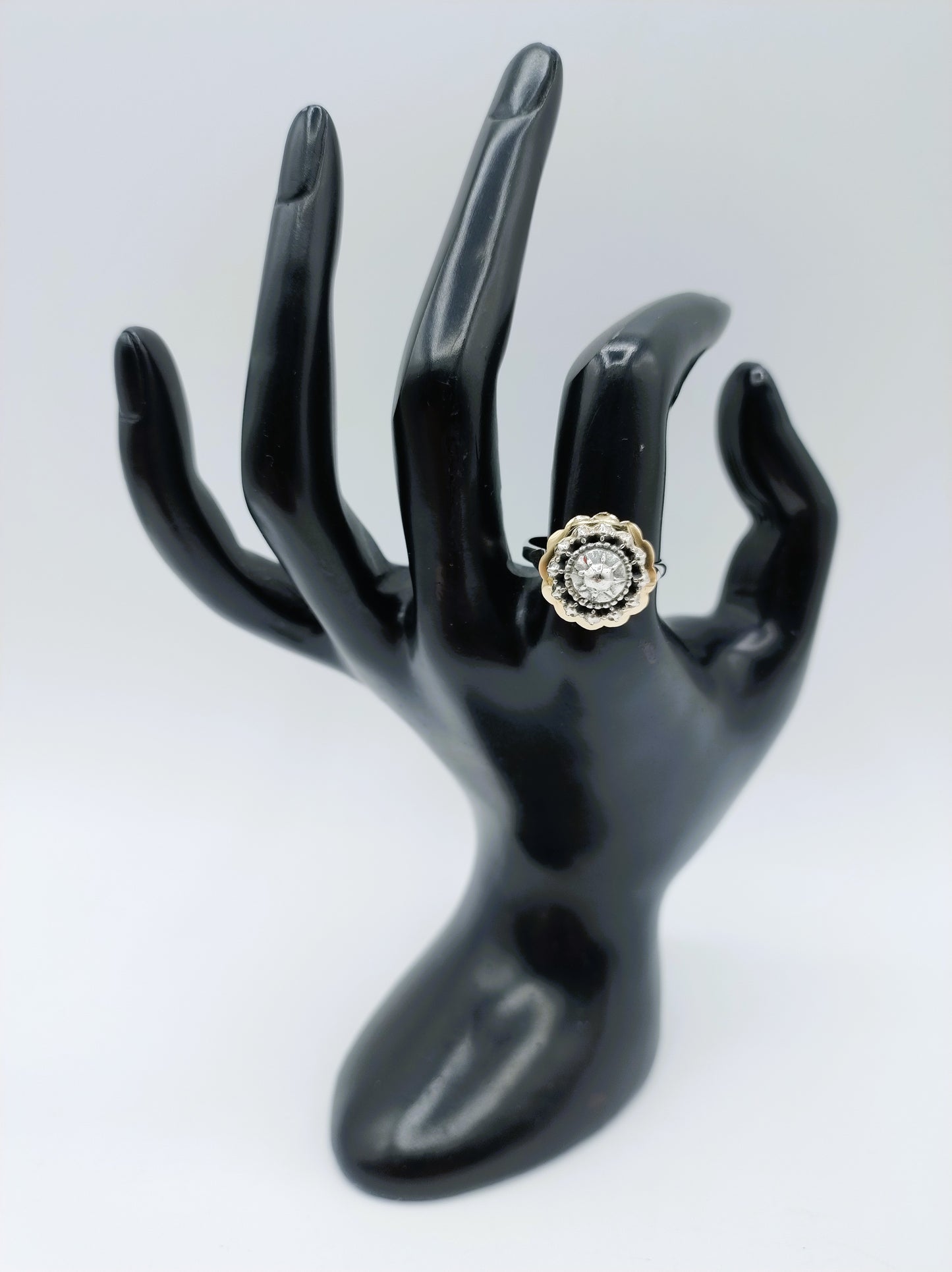 Zilveren ring met gouden rand, 18 mm