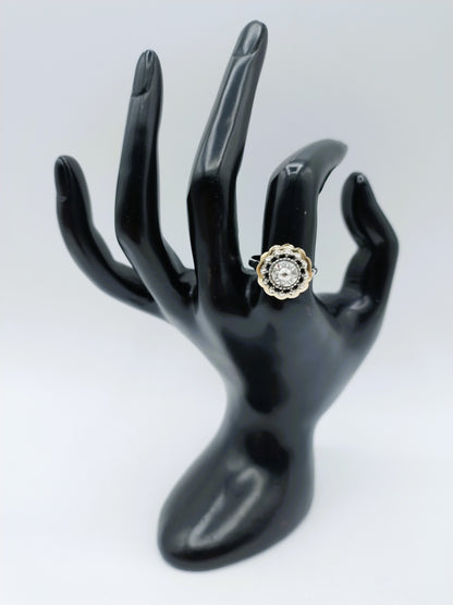 Zilveren ring met gouden rand, 18 mm