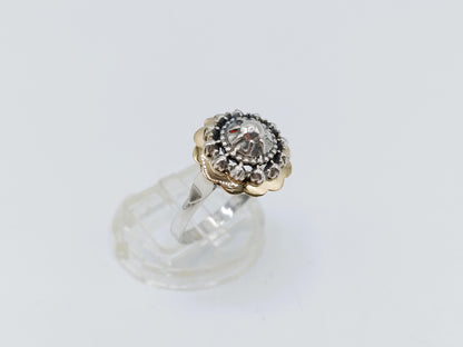 Zilveren ring met gouden rand, 18 mm