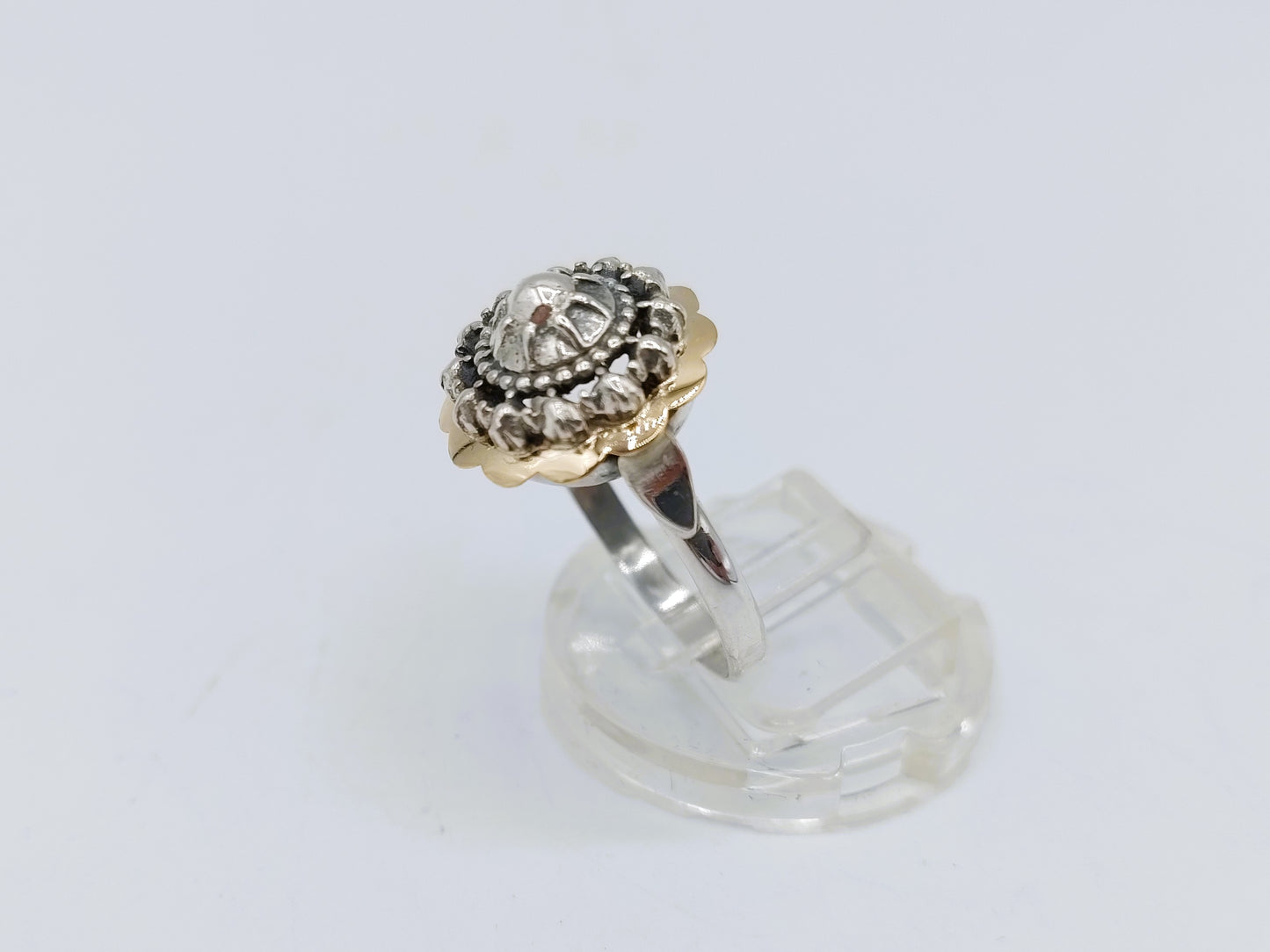 Zilveren ring met gouden rand, 18 mm