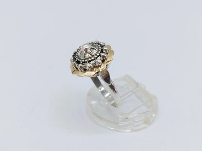 Zilveren ring met gouden rand, 18 mm