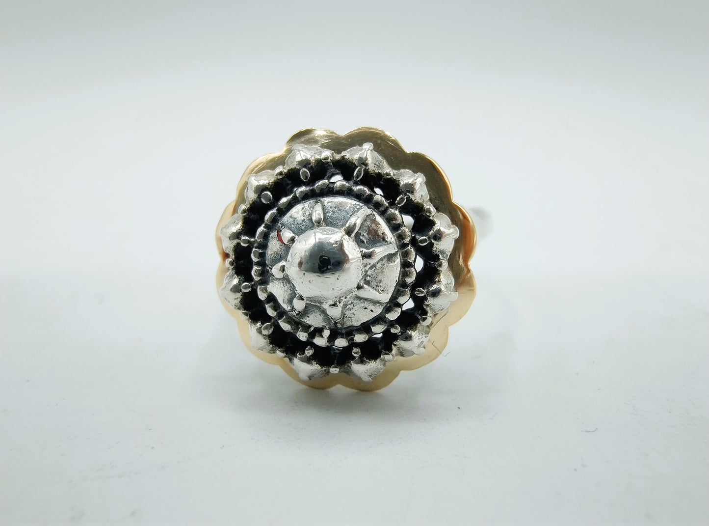 Zilveren ring met gouden rand, 18 mm