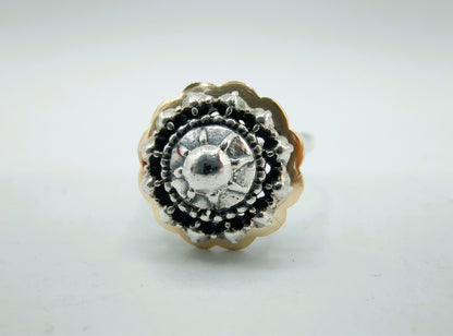 Zilveren ring met gouden rand, 18 mm