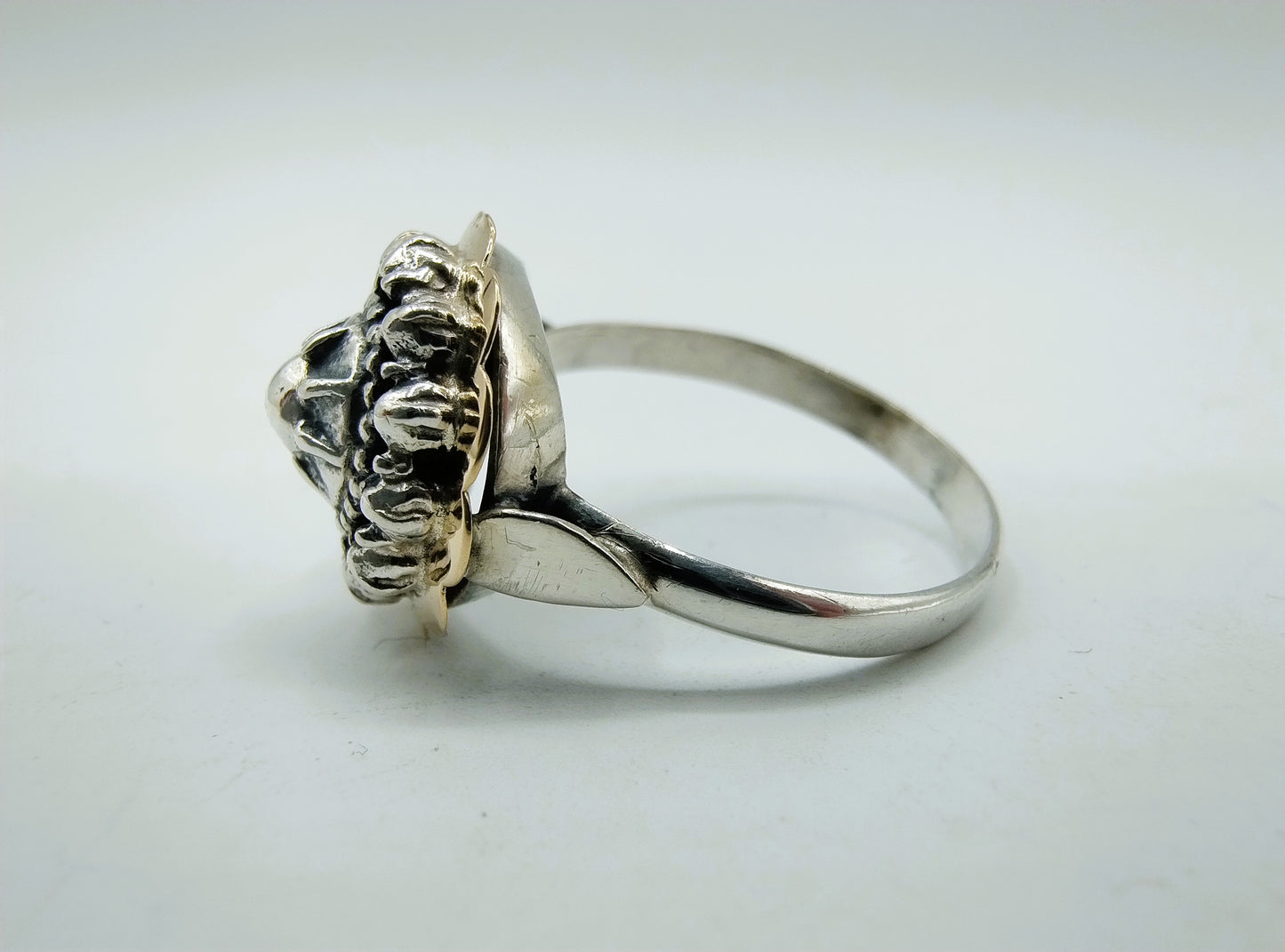 Zilveren ring met gouden rand, 18 mm