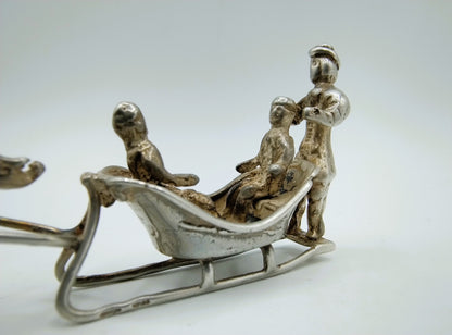 Zilveren miniatuur slee met paard, C.A. Stout, Rotterdam, ca. 1975