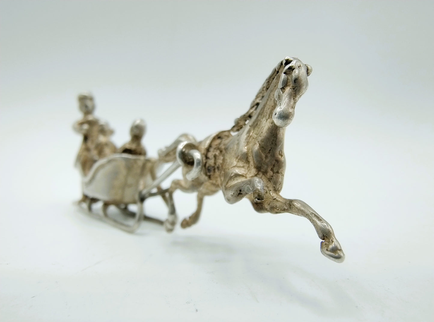 Zilveren miniatuur slee met paard, C.A. Stout, Rotterdam, ca. 1975