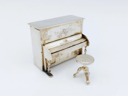 Silver miniature piano with stool, B. Drost Gz, Rhenen, 1975