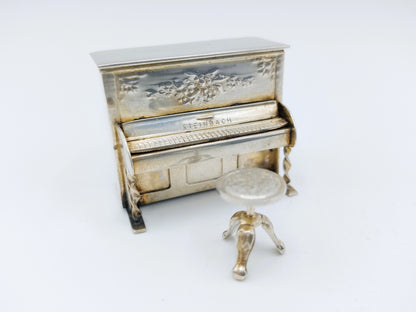 Silver miniature piano with stool, B. Drost Gz, Rhenen, 1975