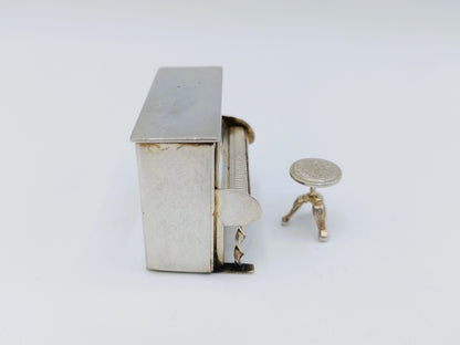 Silver miniature piano with stool, B. Drost Gz, Rhenen, 1975