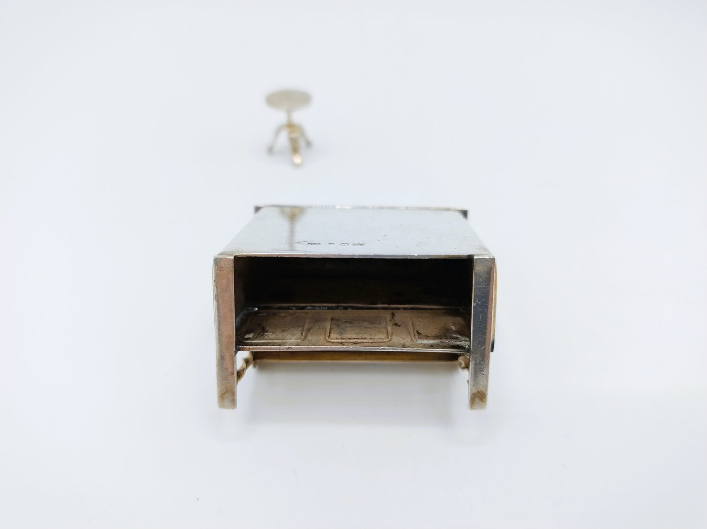 Silver miniature piano with stool, B. Drost Gz, Rhenen, 1975