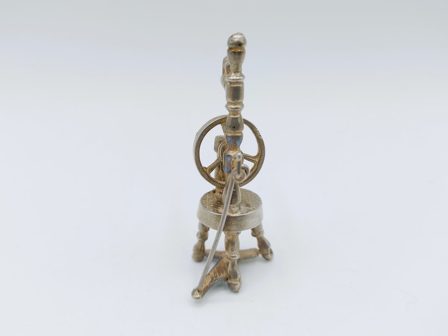 Zilveren miniatuur spinnewiel, C.A. Stout, Rotterdam, 1976