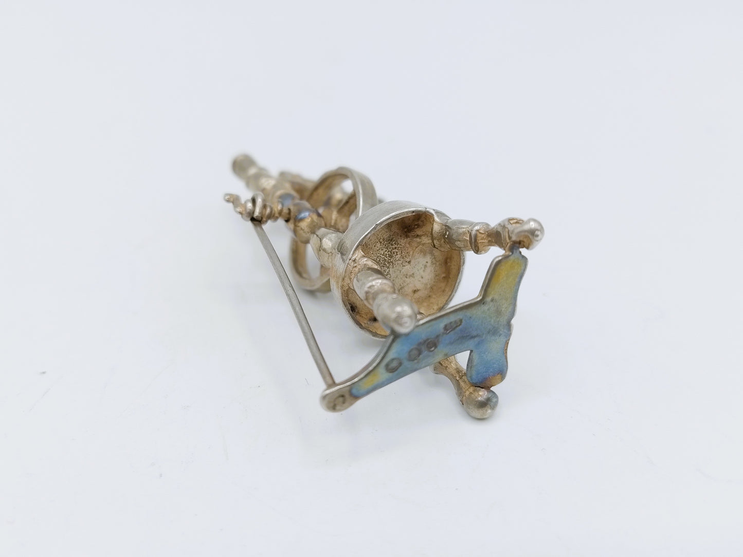 Zilveren miniatuur spinnewiel, C.A. Stout, Rotterdam, 1976