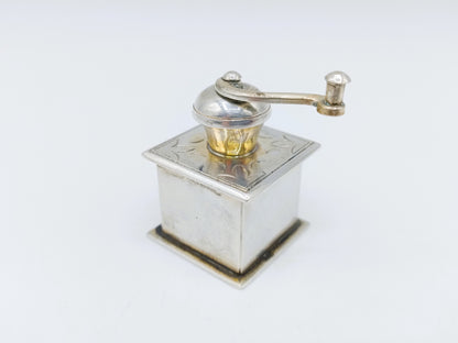 Silver miniature coffee grinder, B. Drost Gz, Rhenen, 1977
