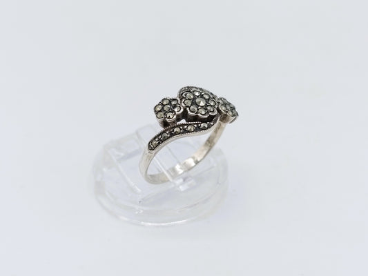 Silver ring with marcasites, 17 mm