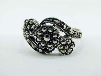 Silver ring with marcasites, 17 mm