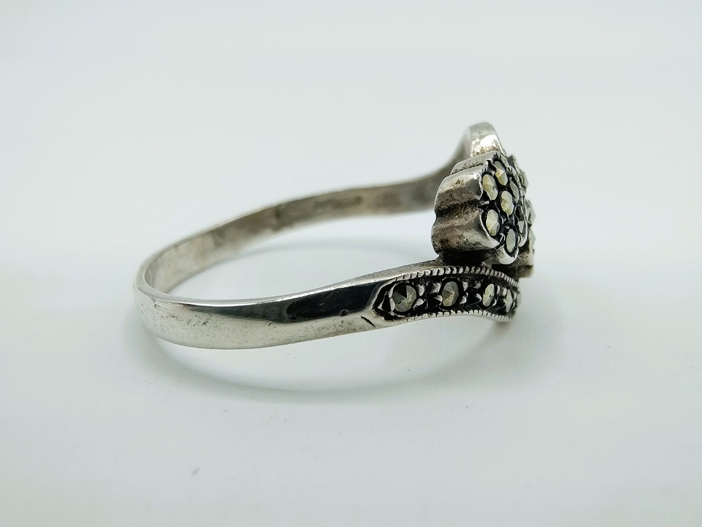 Silver ring with marcasites, 17 mm
