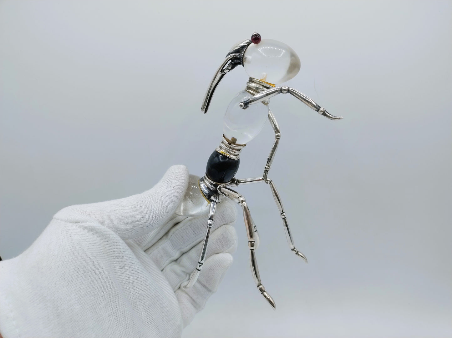 Mier sculptuur van onyx, kristal en zilver, Ilias Lalaounis, Griekenland