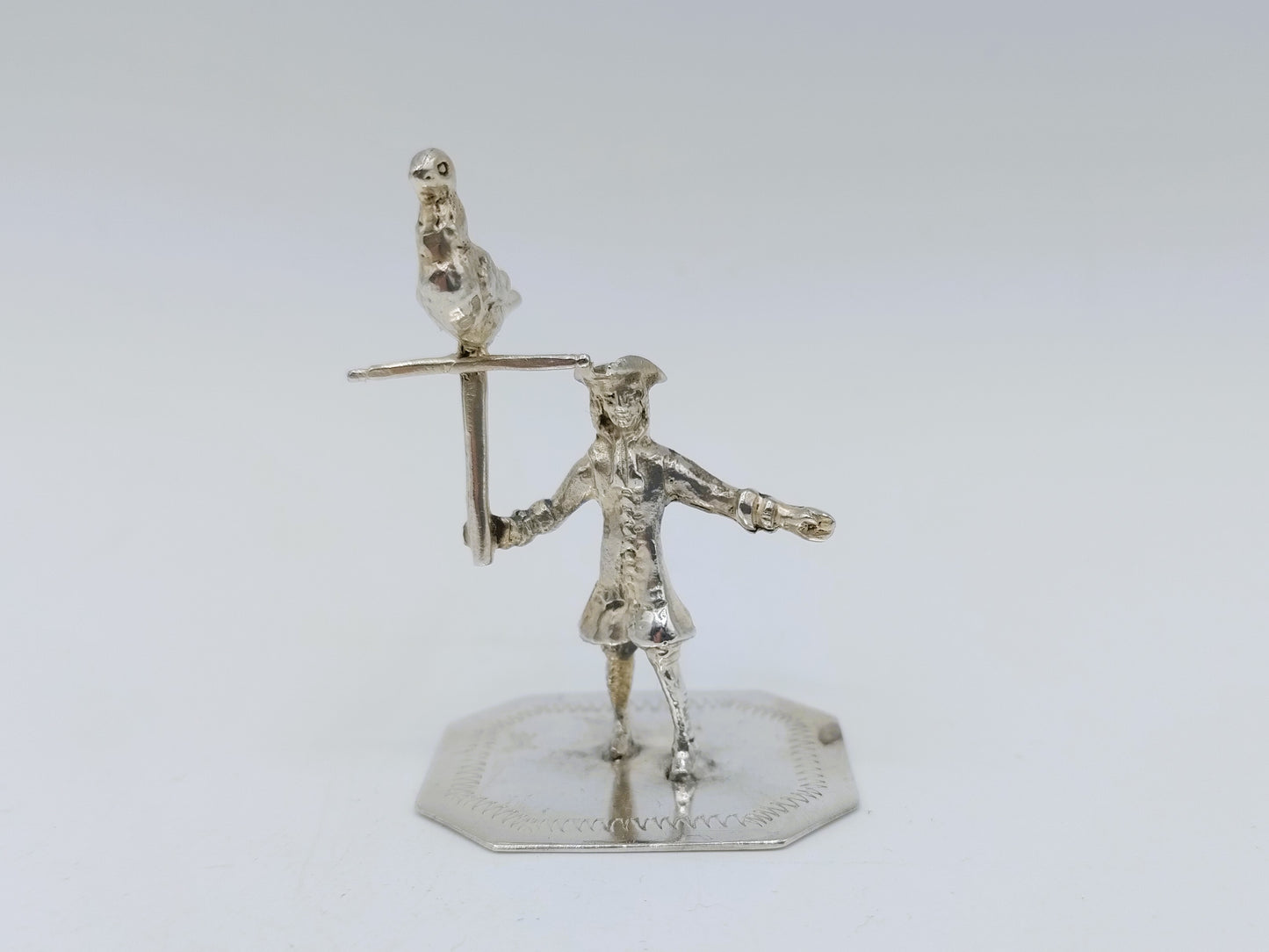 Zilveren miniatuur valkenier, J. Borduur, Amsterdam, 1739