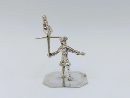 Zilveren miniatuur valkenier, J. Borduur, Amsterdam, 1739
