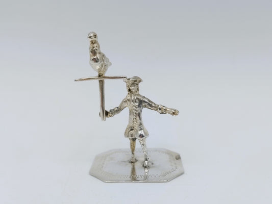 Silver miniature falconer, J. Borduur, Amsterdam, 1739