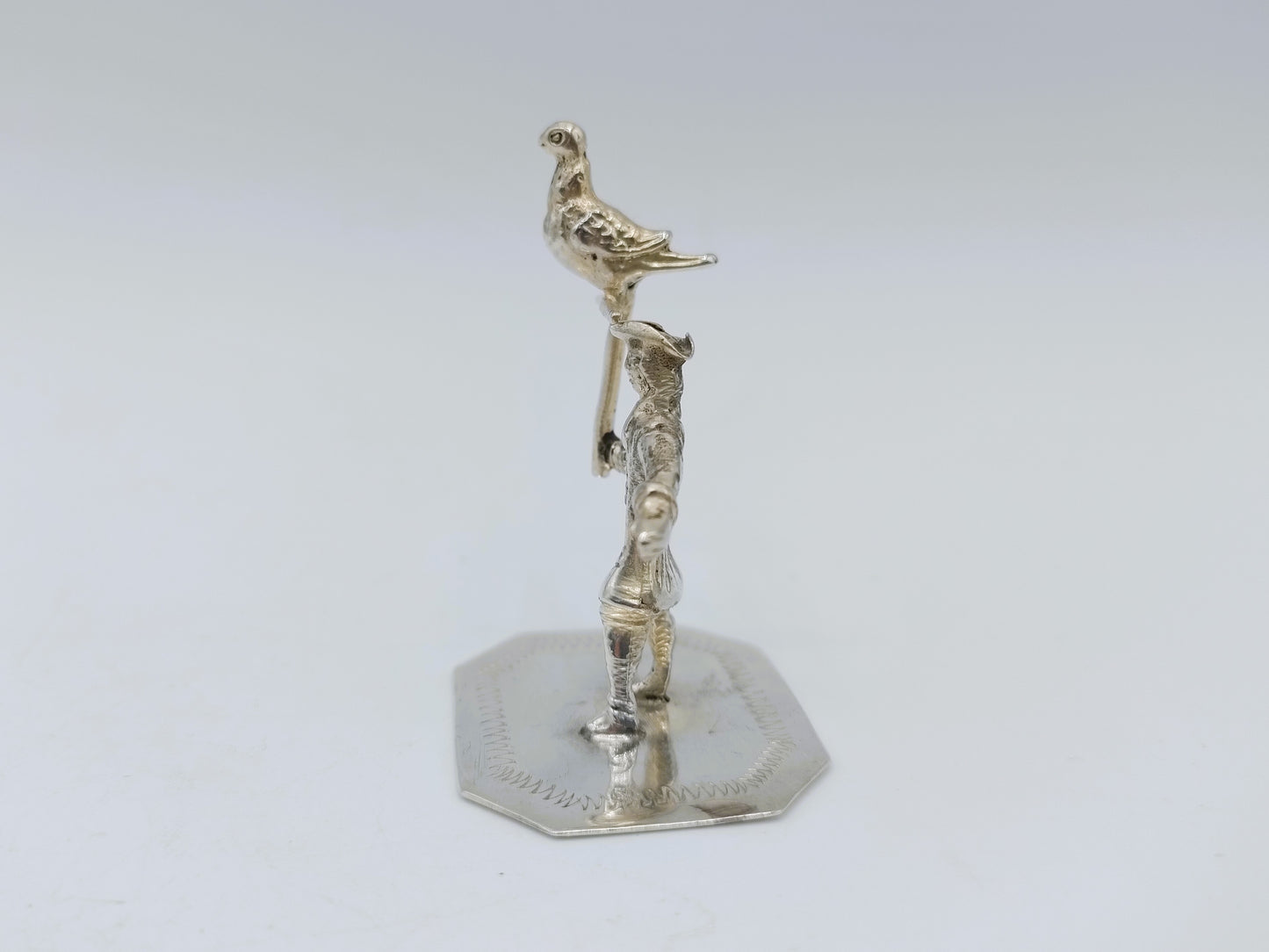 Zilveren miniatuur valkenier, J. Borduur, Amsterdam, 1739