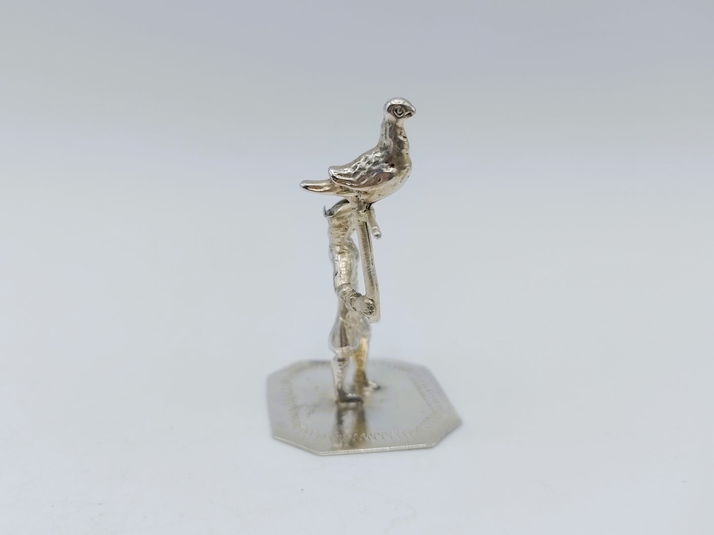 Zilveren miniatuur valkenier, J. Borduur, Amsterdam, 1739