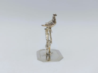 Zilveren miniatuur valkenier, J. Borduur, Amsterdam, 1739