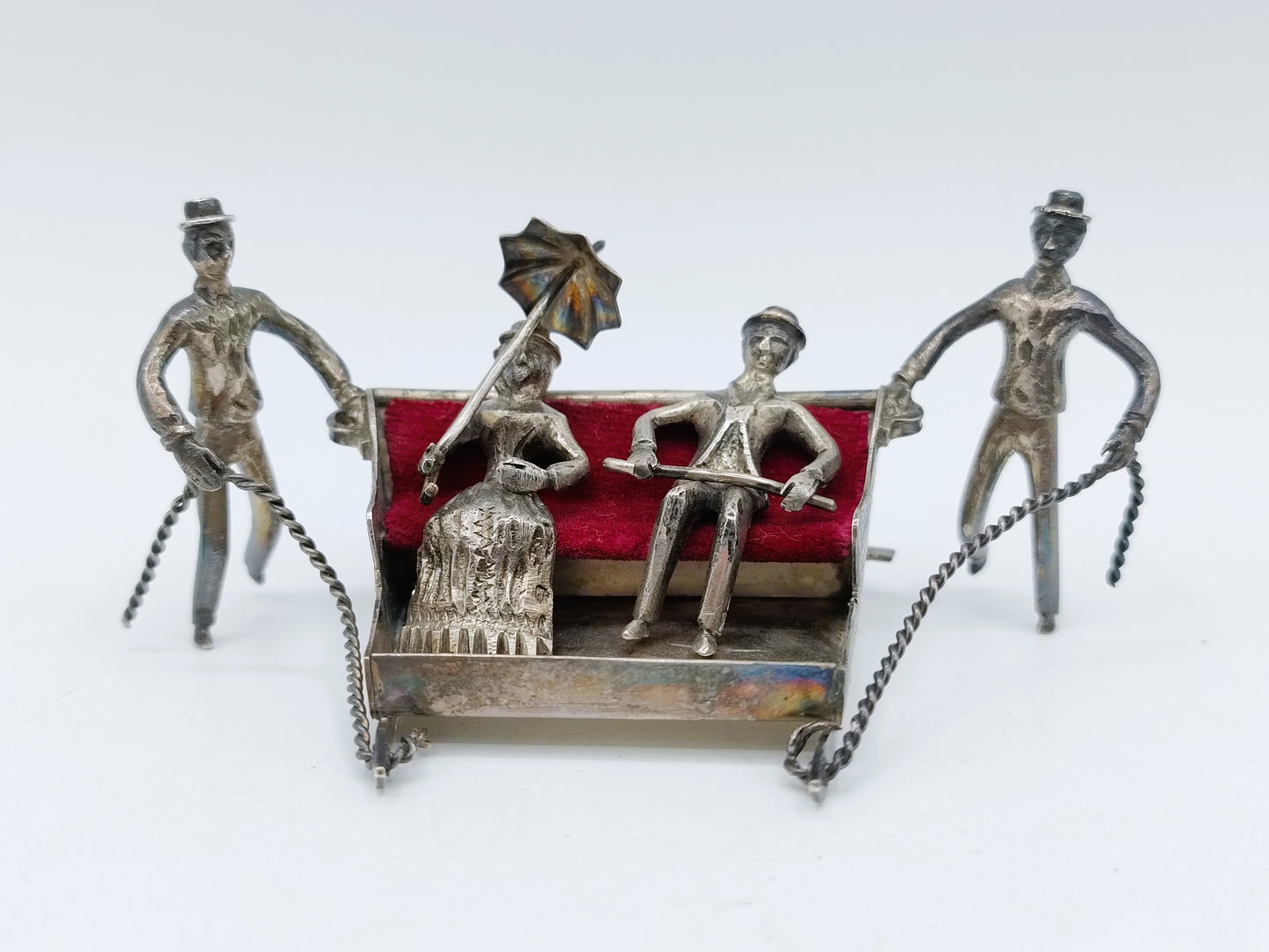 Zilveren miniatuur, Toboggan slee, Madeira, Portugal, 19e eeuws