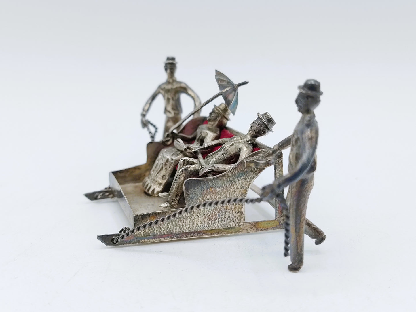 Zilveren miniatuur, Toboggan slee, Madeira, Portugal, 19e eeuws