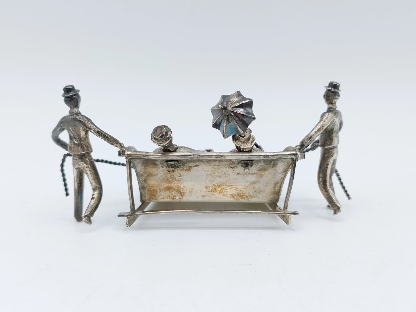 Zilveren miniatuur, Toboggan slee, Madeira, Portugal, 19e eeuws