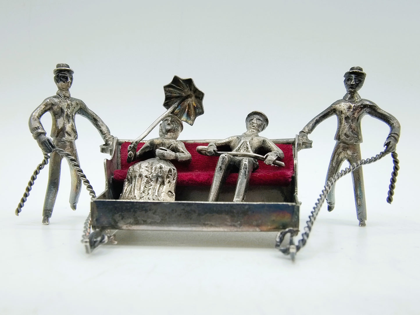 Zilveren miniatuur, Toboggan slee, Madeira, Portugal, 19e eeuws