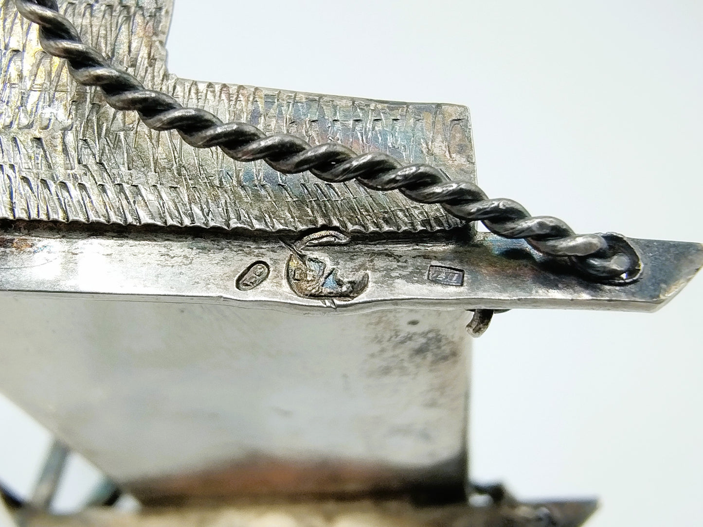 Zilveren miniatuur, Toboggan slee, Madeira, Portugal, 19e eeuws