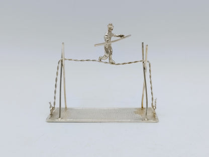 Silver miniature tightrope walker, C.B. Bos & Son, Zandvoort