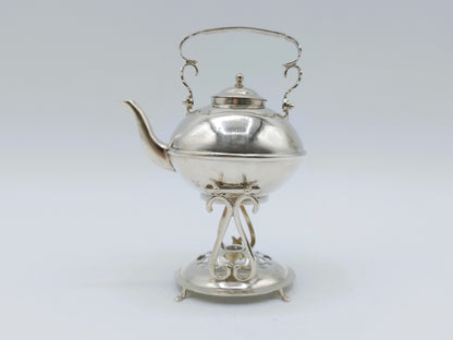 Zilveren miniatuur, ketel op standaard, E.L. Tulleners, Leeuwarden, ca. 1880