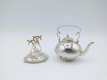 Zilveren miniatuur, ketel op standaard, E.L. Tulleners, Leeuwarden, ca. 1880