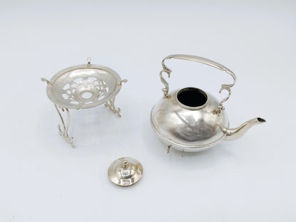 Zilveren miniatuur, ketel op standaard, E.L. Tulleners, Leeuwarden, ca. 1880