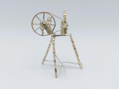 Silver miniature spinning wheel, D.N. Bridge, London, 1895