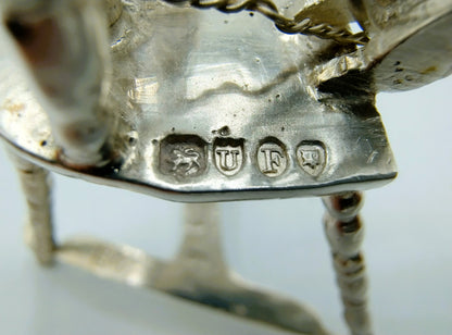Silver miniature spinning wheel, D.N. Bridge, London, 1895