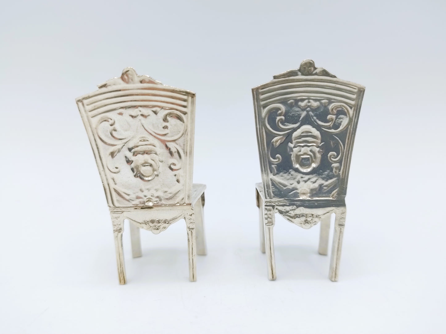2 Miniature high-backed chairs, 19th century