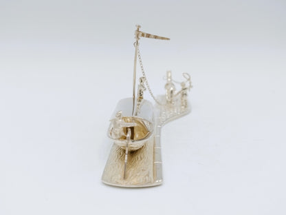 Zilveren miniatuur trekschuit met paard, H. Hooijkaas, Schoonhoven, 1971