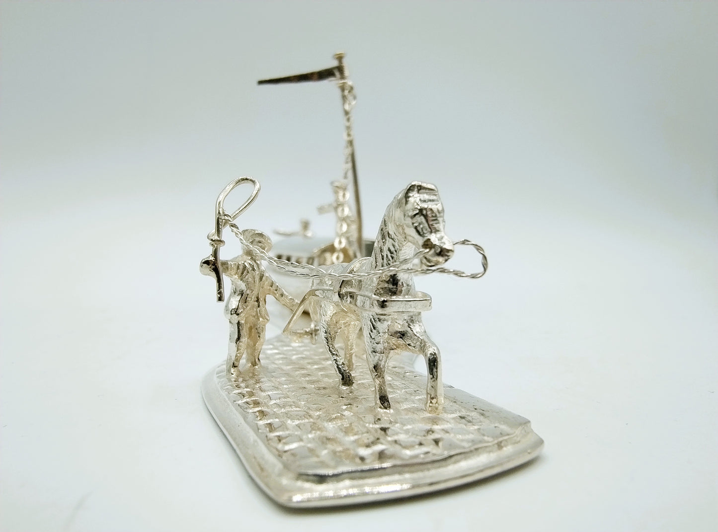 Zilveren miniatuur trekschuit met paard, H. Hooijkaas, Schoonhoven, 1971