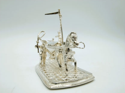 Zilveren miniatuur trekschuit met paard, H. Hooijkaas, Schoonhoven, 1971