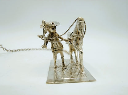 Zilveren miniatuur trekschuit met paard, J. van Straten, Hoorn, 1896