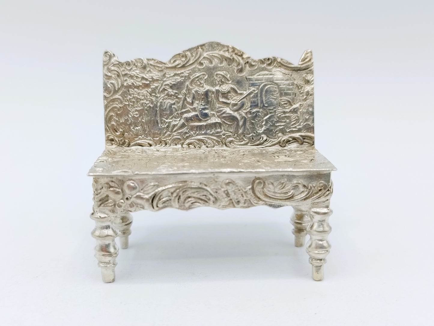Silver miniature bench, Gebr. Dingeldein, Hanau, c. 1890