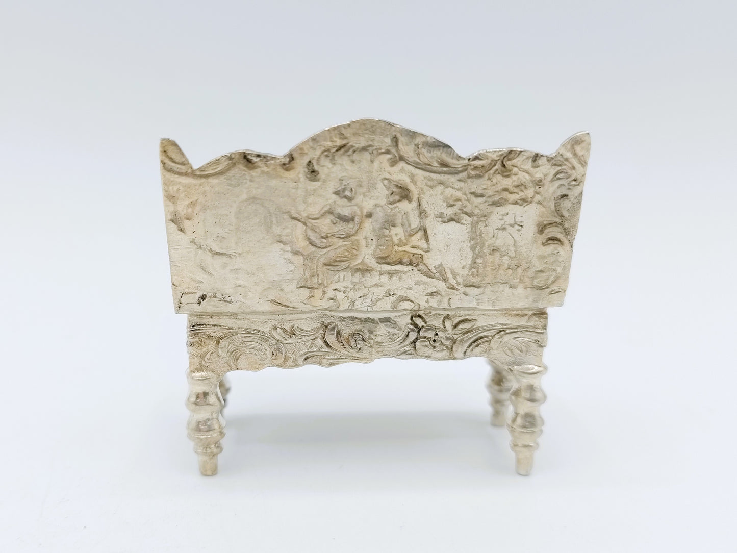 Silver miniature bench, Gebr. Dingeldein, Hanau, c. 1890